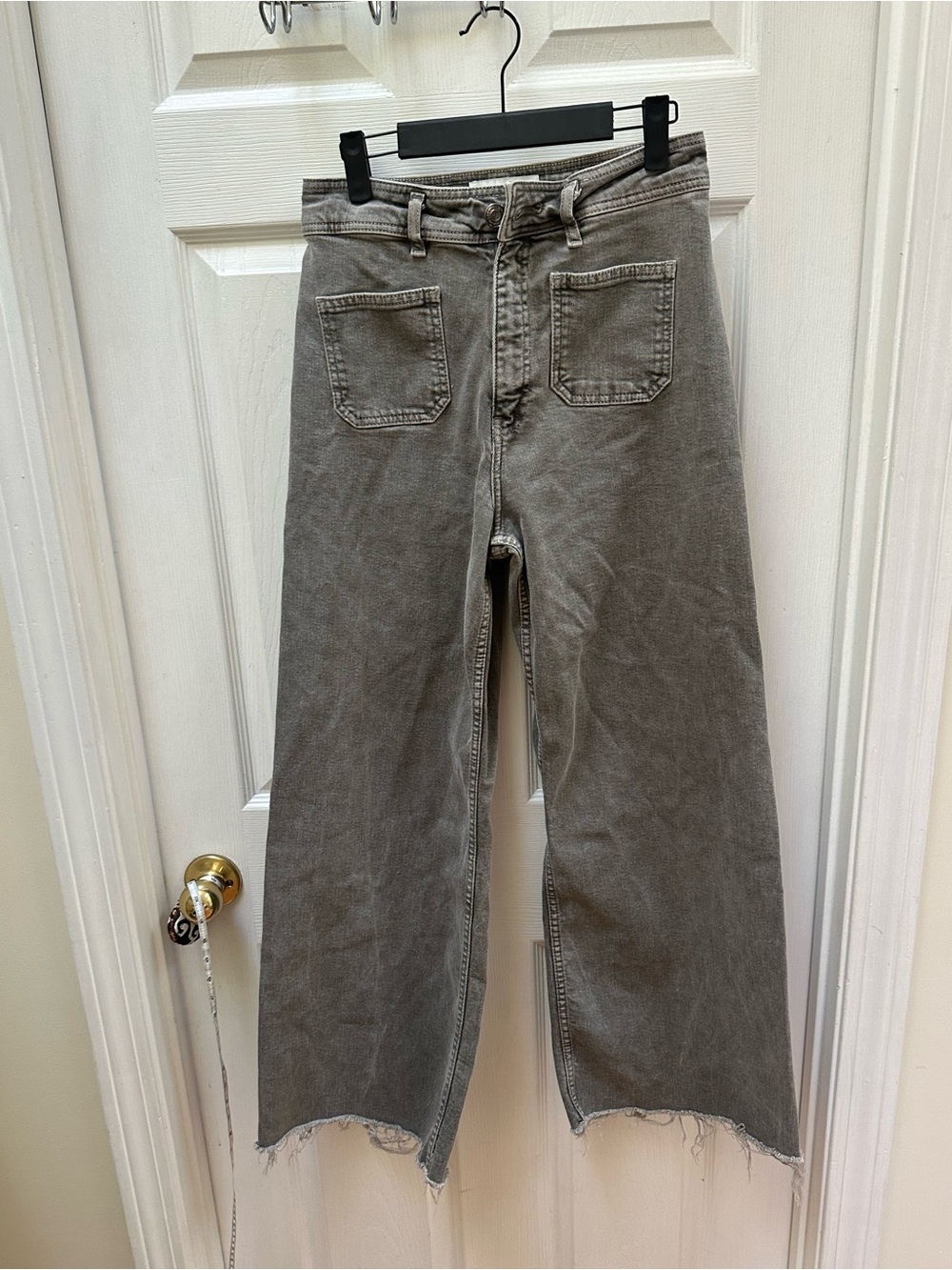 Zara Gray Marine Straight Jeans wide leg 6 front pockets